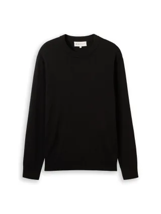 Denim Tom Tailor - Basic Strickpullover aus Baumwolle Black - Gr. - XXL