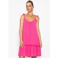 SASSYCLASSY Minikleid Kurzes Musselin Strandkleid für Damen Locker fallendes Minikleid mit verstellbaren Trägern und Volant