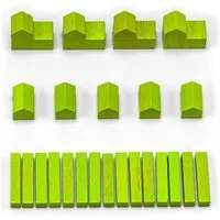 Waldfelsen Spiel – Holz-Figuren Spielfiguren Ersatz passend für Die Siedler von Catan, Spielmaterial, Verschiedene Farben