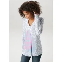 Aniston CASUAL Schlupfbluse mit Statement-Schriftzügen und coolen Leoprint