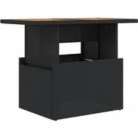 vidaXL Gartentisch Gartentisch Schwarz 100x55x73 cm Poly Rattan und nholz (1-St)