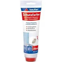 baufan® Wandfarbe Schutzfarbe Tube 250 ml mit Langzeit-Schutzfilm Oberflächen innen