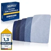 NEUFELD Aufnäher Jeansflicken zum Aufbügeln I 15 Stück I 5 Farben I Bügelflicken