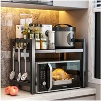 GLIESE POWER Küchenregal Mikrowelle, packung 1-tlg., Erweiterbares Länge (40-60 cm), mit 6 Haken