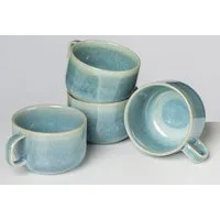 Gipfelstück Tasse Tiefer See, 4-tlg., Steinzeug, Scandi-Style, Reaktivglasur, jedes Stück ein Unikat, 4-teilig