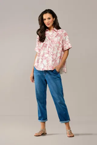 Caroline Tensen Leeds Print Bluse Weiß / Orange