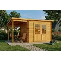 Alpholz Gartenhaus Holz Maria mit Schleppdach, BxT: 450x272 cm, in Imprägniert (Pinie) mit 28mm Wandstärke