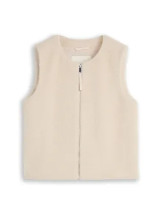 Tom Tailor - Teddy Weste mit Taschen cold beige - Gr. - XS