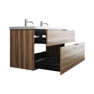 Burgbad Keramik Waschtisch-Set Eqio Frassino Dekor Cappuccino/Alpinweiss, SEYR123F3437C0001 SEYR123F3437C0001
