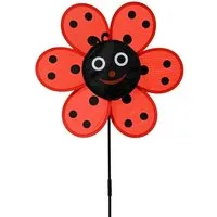 Decoris season decorations Windspiel, Blumenstecker Windrad 33x70cm Kunststoff Marienkäfer Rot / Schwarz