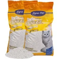 Lyra Pet Katzenstreu 2 x 15 Liter Lyra Pet® White Cat® Katzenstreu Bentonit Babypuderduft, klumpend, staubfrei, staubarm