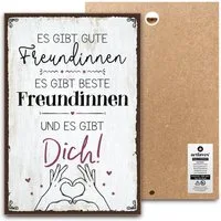 ARTFAVES Holzbild Schild mit Spruch - ES GIBT GUTE FREUNDINNEN … UND DICH - Freundschaft