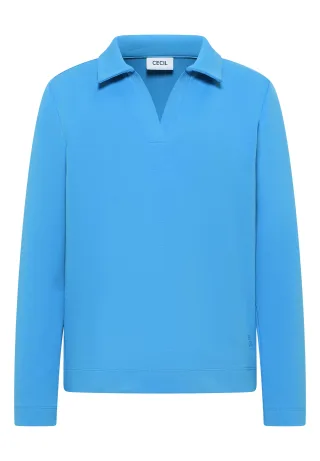CECIL - Poloshirt in Unifarbe fountain blue - Gr. - XXL