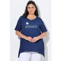 Ulla Popken T-Shirt T-Shirt cold dyed A-Linie V-Ausschnitt Halbarm