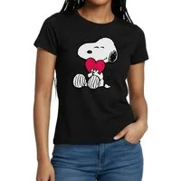 Spreadshirt T-Shirt Peanuts Snoopy Herz Love Geschenk Frauen T-Shirt (1-tlg)