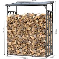 Quick Star Kaminholzregal Außen Metall Basic, Mehrere Größen, Mit / Ohne Wetterschutz, BxTxH:142x70x185 cm, (1-St)