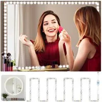 Jibenhome Spiegelleuchte 1M/4M flexible LED-Lichtstreifen Weiß LED-Kosmetikspiegel-Licht, USB, 1 M, LED fest integriert, Dimmbar, Memory Kein Spiegel