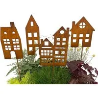 LB H&F Lilienburg Dekofigur 4er Set Deko Dekoration Herbst Herbstdeko Herbstdekoration Metall (Blumenkasten Eingang Dekohaus wetterfest Metall Metallstecker Gartendeko Roststecker Geschenkset Geschenk Beetstecker Roststecker Weihnachtsstecker Weihnac