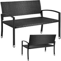 TLGREEN Gartenbank Polyrattan Sitzbank Wetterfest, 2 Sitzer Parkbank (Rattanbank), aus UV-beständigem Polyrattan-Geflecht
