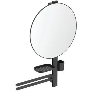 Ideal Standard Beauty Bar Accessoires-Kombi. Alu+ L800 mit Spiegel d:500mm Silk Black, BD587XG BD587XG