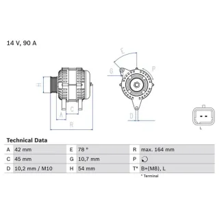 Bosch Lichtmaschine 90A Citroen Nemo Peugeot Bipper 1,4 0986082810