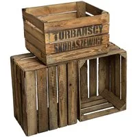 Kistenkolli Altes Land Allzweckkiste 3 x Holzkisten "TS" -geflammt (Spar-Set, 3er Set)