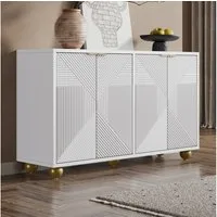 Merax Sideboard mit goldenen Metallgriffen & Kugelfüßen (120 x 35 x 71,5 cm, 1 St), Kommode mit 4 Türen,verstellbaren Einlegeböden, goldenen Metallgriffen