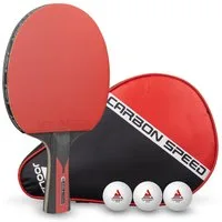 Joola Tischtennisschläger / Schläger-Set "Carbon Speed" inkl. Schlägerhülle und 3 Bälle (5-tlg)
