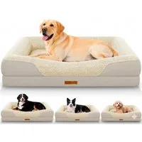 ELONEO Hundebett ELONEO - Orthopädisches Premium Hundebett, gelenkschonend, waschbar, Aus kuscheligem Sherpa-Fleece und strapazierfähigem Sofastoff