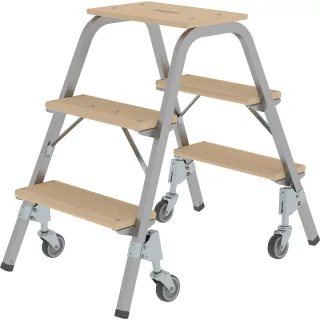 Munk Stahl-Holz-Tritt mit Lenkrollen - 039023