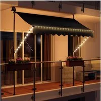 Swing&Harmonie Klemmmarkise LED - Balkonmarkise mit Kurbel Sonnenschutz Markise Terrasse Balkon 200/250/300/350 cm