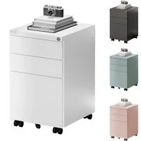 FLEXISPOT Rollcontainer Aufbewahrungsschrank, Büroschrank MIT Schloss, vormontiert, (inkl. 3 Schubladen, grundsolide Verarbeitung, Bürocontainer mit Schubladen für A4), optimal für Schreibtisch, Büromöbel, Aktenschränke, Büro-Rollcontainer