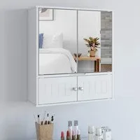 HOMECHO Badezimmerspiegelschrank Hängeschrank Weiß Badschrank mit Ablage