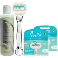 Gillette Venus Rasierset Comfortglide Sensitive, 4-tlg., für empfindliche Haut mit Gel, Rasierer & 6 Ersatzklingen