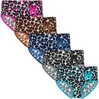 emeco Slip 5er Damen Slips Unterhosen Baumwolle Panty Unterwäsche 9093 Leopard Lo