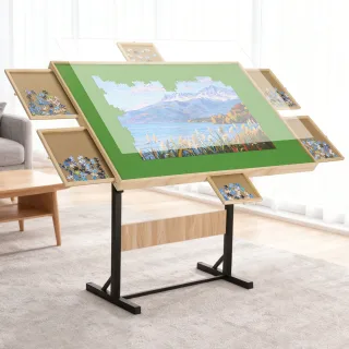 FUNTOK 1500 Piece Adult Puzzle Table Portable Wooden Puzzle Board Table with Drawers Adjustable Height 4 Tilt Angles Tra