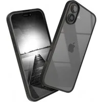 EAZY CASE Handyhülle Bumper Case für Apple iPhone 16 Plus 6,7 Zoll, Hülle Durchsichtig kratzfest Back Cover mit Displayschutz Schwarz
