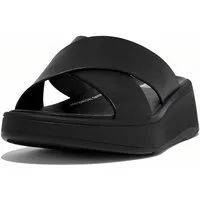 Fitflop F-Mode Leather Flatform Cross Slides Sandale