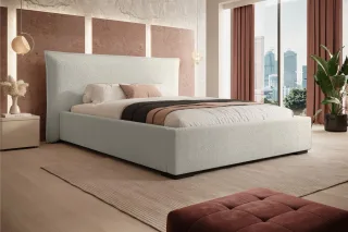Polsterbett Bett AMADA 140x200cm in Stoff Ascot Beige / Speed