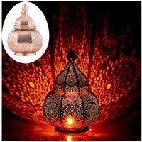 Marrakesch Orient & Mediterran Interior Nachttischlampe Orientalische Tischlampe Lamisa handgefertigt aus Metall in Kupfer, Handarbeit