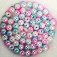 Kopper-24 Bastelperlen Wachsperlen bunt schimmernd ca. 100 Stück, 10mm, pink, gelb, weiß