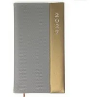 AMLI Taschenkalender Taschenkalender 2027 A6 Lang 1 Woche 2 Seiten Softtouch Silber, A6 Lang 10,5x17,8 cm, Softtouch, Leseband, Ferien & Feiertage