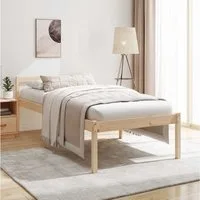 furnicato Bett Seniorenbett Massivholz 205,5x95,5x70,5 cm, naturfarben, 90x200 cm (1-tlg), Pflegebett mit hohem Stauraum und komfortablem Kopfteil für Senioren