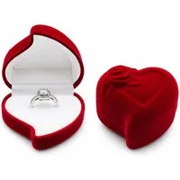 BAYLI Schmucketui 1 x Ringetui Verlobungsring – Ringbox Herz Rot mit Rose – Ringschachte