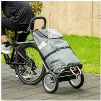 HOMCOM Fahrradlastenanhänger Transportanhänger mit Verbindungsschellen für Fahrradkupplung, Grau+Silber 53 x 53 x 60 cm