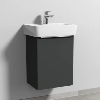 Sanipa 3way Waschtischunterbau zu Geberit Renova Plan Waschtisch mit 1 Tür, Graphit-Matt UP8711B