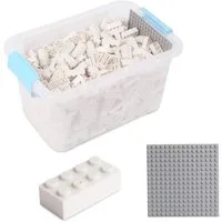 Katara Bausteine Box-Set mit 520 Steinen + Platte + Box Konstruktionsspielsteine, (3er Set), Weiß, 100% Kompatibel Sluban, Papimax, Q-Bricks, LEGO®