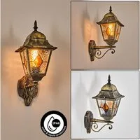 hofstein Außen-Wandleuchte Außenwandlampe aus Metall/Glas in Gold/Schwarz/Klar/Bernstein, ohne Leuchtmittel, Außenwandleuchte im Retro/Vintage/Antik/Landhaus-Design, E27, IP44