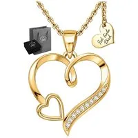 Limana Herzkette Liebesbeweis Schmuck Damen 925 Silber gold vergoldet Halskette (Geschenk Frau Freundin, Kette mit Anhänger inkl. Dose Tasche), Geburtstag Jahrestag Hochzeitstag Weihnachten Muttertag Valentinstag