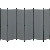 en.casa Paravent, »Huesca« Spanische Wand 6-teilig Sichtschutz 300x171cm Dunkelgrau